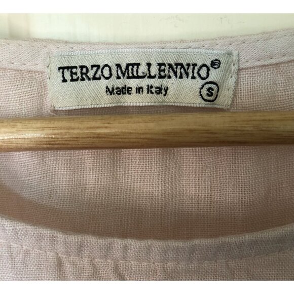 Terzo Millennio Top Womens Small 100% Linen Embroidered Hem Oversized Lagenlook - Picture 3 of 8